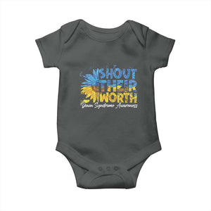 Down Syndrome Awareness Sunflower Baby Onesie Shout Their Worth TS10 Dark Heather Print Your Wear