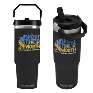 Down Syndrome Awareness Sunflower Flip Straw Tumbler Shout Their Worth TS10 One Size: 30 oz Black Print Your Wear