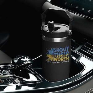 Down Syndrome Awareness Sunflower Flip Straw Tumbler Shout Their Worth TS10 Print Your Wear