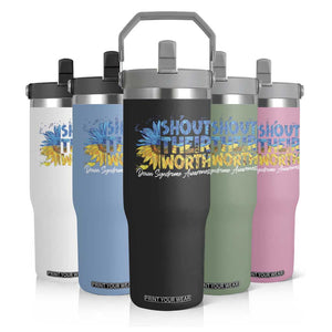 Down Syndrome Awareness Sunflower Flip Straw Tumbler Shout Their Worth TS10 Print Your Wear