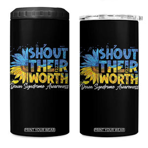 Down Syndrome Awareness Sunflower 4 in 1 Can Cooler Tumbler Shout Their Worth TS10 One Size: 16 oz Black Print Your Wear
