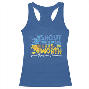 Down Syndrome Awareness Sunflower Racerback Tank Top Shout Their Worth TS10 Royal Blue Print Your Wear