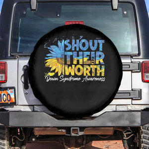 Down Syndrome Awareness Sunflower Spare Tire Cover Shout Their Worth TS10 No hole Black Print Your Wear