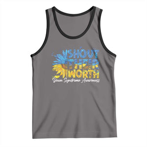 Down Syndrome Awareness Sunflower Tank Top Shout Their Worth TS10 Deep Heather Black Print Your Wear