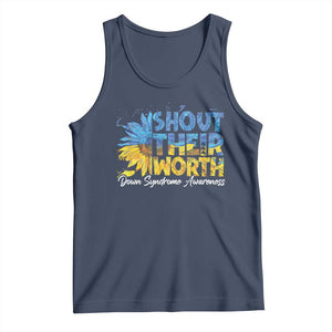 Down Syndrome Awareness Sunflower Tank Top Shout Their Worth TS10 Navy Print Your Wear