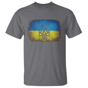 Vintage Ukraine Flag T Shirt Tryzub Symbol Ukrainian Patriotic Gift TS10 Charcoal Print Your Wear
