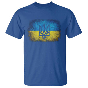 Vintage Ukraine Flag T Shirt Tryzub Symbol Ukrainian Patriotic Gift TS10 Royal Blue Print Your Wear