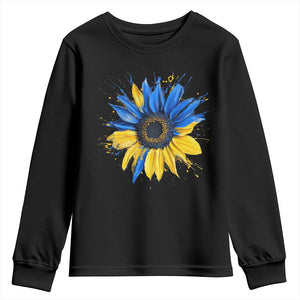 Sunflower Ukraine Flag Youth Sweatshirt Patriot Patriotic Ukraine Ukrainian National Flag TS10 Black Print Your Wear