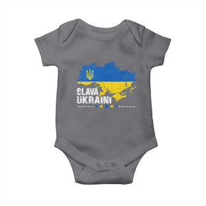 Slava Ukraini Ukraine Flag Baby Onesie Patriot Patriotic Ukrainian National Flag TS10 Charcoal Print Your Wear