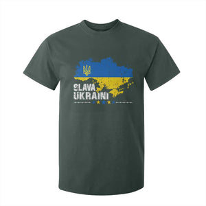 Slava Ukraini Ukraine Flag T Shirt For Kid Patriot Patriotic Ukrainian National Flag TS10 Dark Forest Green Print Your Wear