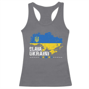 Slava Ukraini Ukraine Flag Racerback Tank Top Patriot Patriotic Ukrainian National Flag TS10 Charcoal Print Your Wear