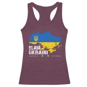 Slava Ukraini Ukraine Flag Racerback Tank Top Patriot Patriotic Ukrainian National Flag TS10 Maroon Print Your Wear