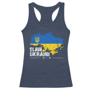 Slava Ukraini Ukraine Flag Racerback Tank Top Patriot Patriotic Ukrainian National Flag TS10 Navy Print Your Wear