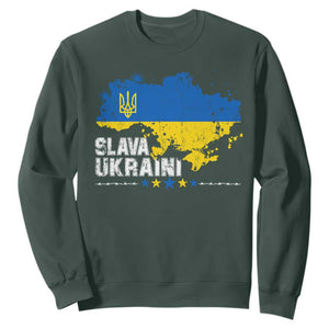 Slava Ukraini Ukraine Flag Sweatshirt Patriot Patriotic Ukrainian National Flag TS10 Dark Forest Green Print Your Wear