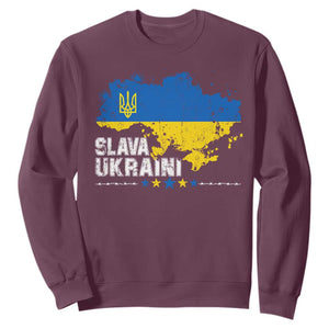 Slava Ukraini Ukraine Flag Sweatshirt Patriot Patriotic Ukrainian National Flag TS10 Maroon Print Your Wear