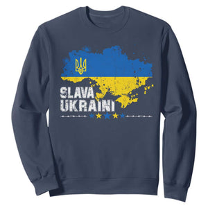 Slava Ukraini Ukraine Flag Sweatshirt Patriot Patriotic Ukrainian National Flag TS10 Navy Print Your Wear