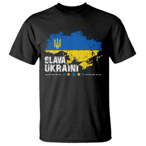 Slava Ukraini T Shirt Ukraine Flag Map Ukrainian Patriotic National Pride TS10 Black Print Your Wear