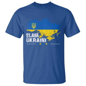 Slava Ukraini T Shirt Ukraine Flag Map Ukrainian Patriotic National Pride TS10 Royal Blue Print Your Wear