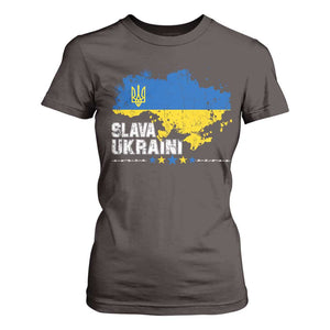 Slava Ukraini Ukraine Flag T Shirt For Women Patriot Patriotic Ukrainian National Flag TS10 Dark Chocolate Print Your Wear