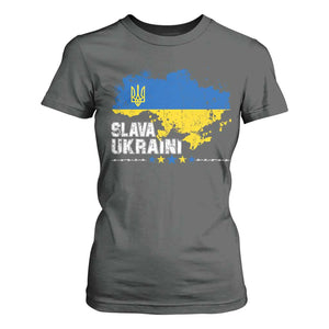 Slava Ukraini Ukraine Flag T Shirt For Women Patriot Patriotic Ukrainian National Flag TS10 Dark Heather Print Your Wear