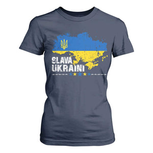 Slava Ukraini Ukraine Flag T Shirt For Women Patriot Patriotic Ukrainian National Flag TS10 Navy Print Your Wear