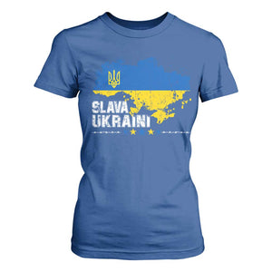 Slava Ukraini Ukraine Flag T Shirt For Women Patriot Patriotic Ukrainian National Flag TS10 Royal Blue Print Your Wear