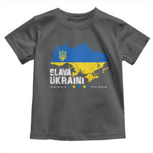 Slava Ukraini Ukraine Flag Toddler T Shirt Patriot Patriotic Ukrainian National Flag TS10 Dark Heather Print Your Wear