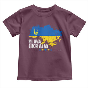 Slava Ukraini Ukraine Flag Toddler T Shirt Patriot Patriotic Ukrainian National Flag TS10 Maroon Print Your Wear