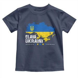 Slava Ukraini Ukraine Flag Toddler T Shirt Patriot Patriotic Ukrainian National Flag TS10 Navy Print Your Wear