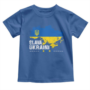 Slava Ukraini Ukraine Flag Toddler T Shirt Patriot Patriotic Ukrainian National Flag TS10 Royal Blue Print Your Wear