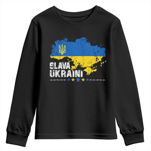 Slava Ukraini Ukraine Flag Youth Sweatshirt Patriot Patriotic Ukrainian National Flag TS10 Black Print Your Wear