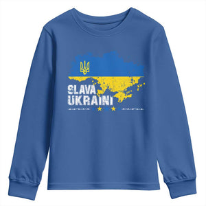 Slava Ukraini Ukraine Flag Youth Sweatshirt Patriot Patriotic Ukrainian National Flag TS10 Royal Blue Print Your Wear