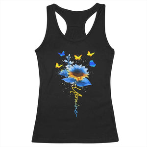 Sunflower Ukraine Flag Racerback Tank Top Ukrainian Butterflies Flowers TS10 Black Print Your Wear