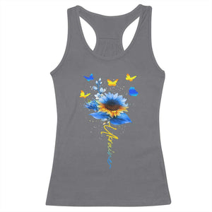 Sunflower Ukraine Flag Racerback Tank Top Ukrainian Butterflies Flowers TS10 Charcoal Print Your Wear