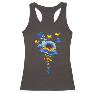 Sunflower Ukraine Flag Racerback Tank Top Ukrainian Butterflies Flowers TS10 Dark Chocolate Print Your Wear
