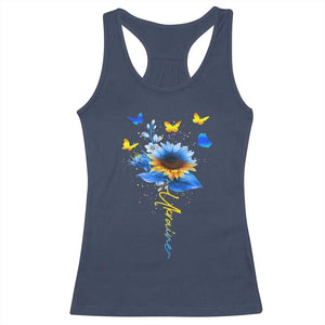 Sunflower Ukraine Flag Racerback Tank Top Ukrainian Butterflies Flowers TS10 Navy Print Your Wear