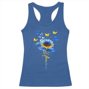 Sunflower Ukraine Flag Racerback Tank Top Ukrainian Butterflies Flowers TS10 Royal Blue Print Your Wear