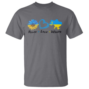 Peace Love Ukraine Sunflower Flag T Shirt TS10 Charcoal Print Your Wear
