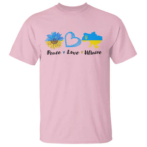 Peace Love Ukraine Sunflower Flag T Shirt TS10 Light Pink Print Your Wear
