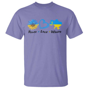 Peace Love Ukraine Sunflower Flag T Shirt TS10 Violet Print Your Wear