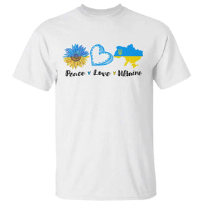 Peace Love Ukraine Sunflower Flag T Shirt TS10 White Print Your Wear