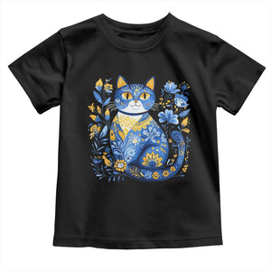 Ukraine Cat Floral Vintage Ukrainian Flag Toddler T Shirt TS10 Black Print Your Wear