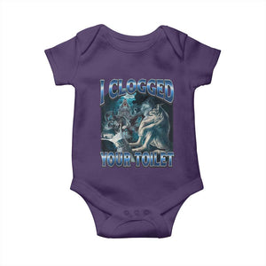 Alpha Wolf Meme Baby Onesie I Clogged Your Toilet Funny Unhinged Stupid Brainrot TS10 Purple Print Your Wear