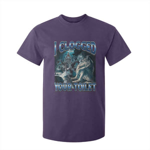 Alpha Wolf Meme T Shirt For Kid I Clogged Your Toilet Funny Unhinged Stupid Brainrot TS10 Purple Print Your Wear