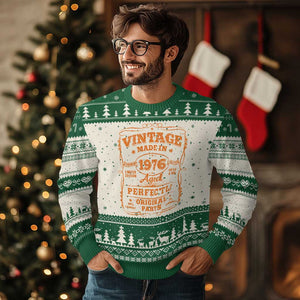 Vintage 50 Birthday Ugly Christmas Sweater 50yr 1976 50th Birthday TS10 Beige Green Print Your Wear