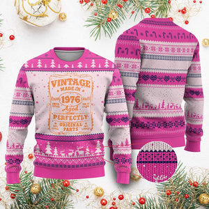 Vintage 50 Birthday Ugly Christmas Sweater 50yr 1976 50th Birthday TS10 Hot Pink Print Your Wear