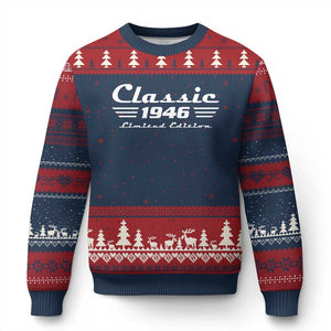 Classic 1946 Birthday Ugly Christmas Sweater 80yr 80th Birthday TS10 Navy Red Print Your Wear