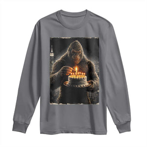 Funny Birthday Bigfoot Long Sleeve Shirt Sasquatsch Bday Party Vintage Graphic Japanese Art TS10 Charcoal Print Your Wear