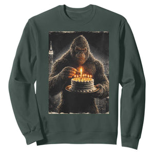 Funny Birthday Bigfoot Sweatshirt Sasquatsch Bday Party Vintage Graphic Japanese Art TS10 Dark Forest Green Print Your Wear