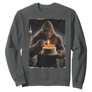 Funny Birthday Bigfoot Sweatshirt Sasquatsch Bday Party Vintage Graphic Japanese Art TS10 Dark Heather Print Your Wear